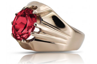 Oryginalne Biżuteria Vintage - Rubinowy Pierścień w 14k Różowego Złota vrc016