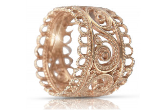 Exquisites 14 Karat Originales Vintage-Roségold Ring - Keine Steine, 62.10.10. vrn003
