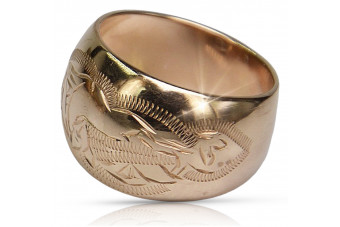 Exquisiter 14 Karat Originales Vintage-Roségold Ring ohne Steine vrn007