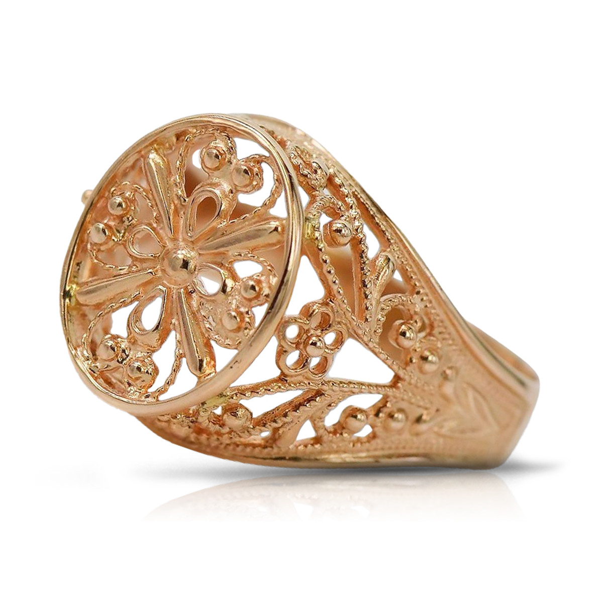 Radziecki 14k 585 złoty Rosyjski pierścionek z różowego złota vrn133