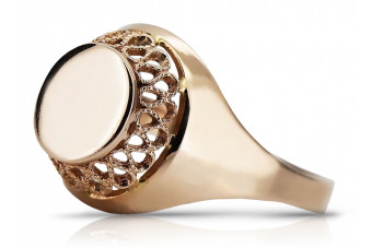 "Оригінальний вінтажний перстень з 14 каратного рожевого золота без каменів" vrn141
