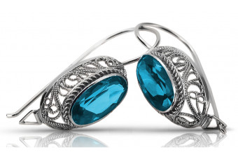 Vintage silver 925 aquamarine earrings vec023s