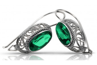 Vintage silver 925 Emerald earrings vec023s
