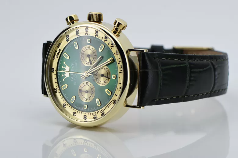 Жълт 14k 585 златен мъжки часовник Geneve mw012y-gr