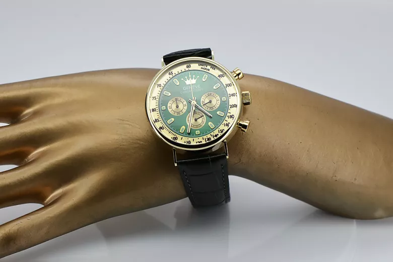 Желтые 14k 585 золотые мужские часы Geneve mw012y-gr