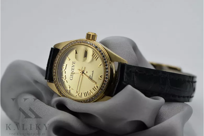 14k Gelbgolddame Rolex Style Uhr Geneve lw078ydg