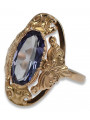 Pierścionek z różowego czerwonego złota srebrny pozłacany 925 z Aleksandrytem vrc014rp Vintage