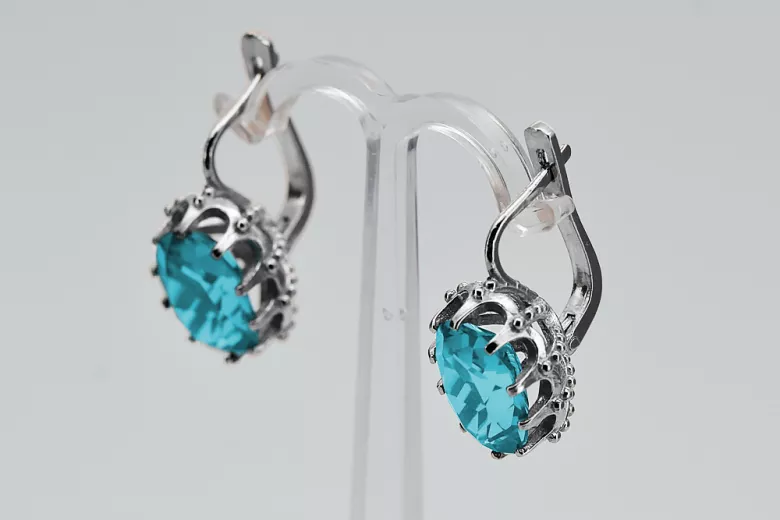 Vintage 925 Silver aquamarine earrings vec079s Vintage