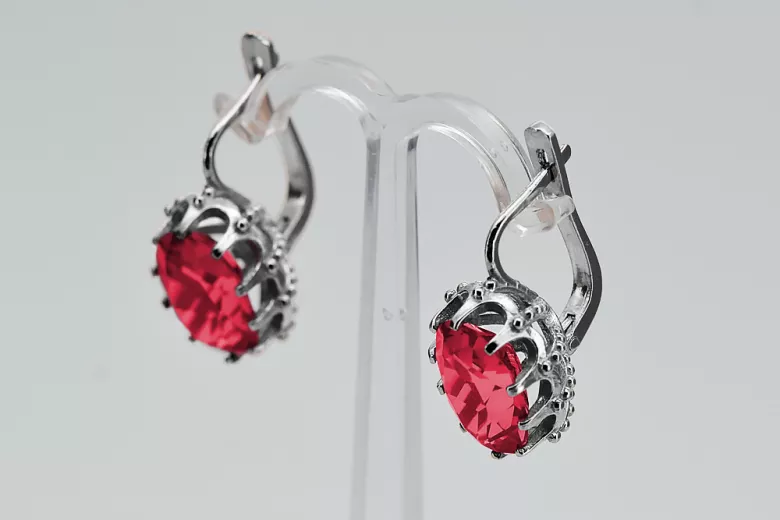 Vintage 925 Silver ruby earrings vec079s Vintage