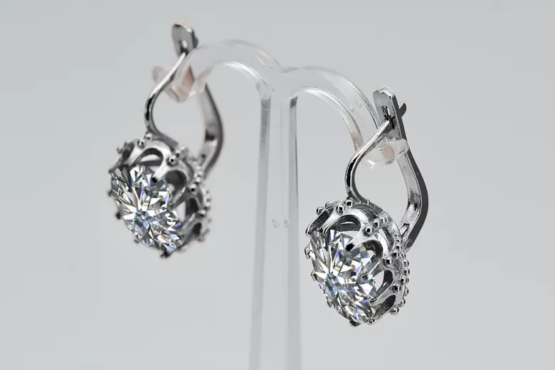 Vintage 925 Silver zircon earrings vec079s Vintage