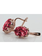 Vintage silver rose gold plated 925 Ruby earrings vec079rp Vintage
