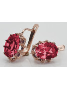 Vintage silver rose gold plated 925 Ruby earrings vec079rp Vintage
