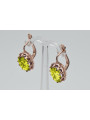 "Classic 14K Rose Pink Gold Earrings with Original Vintage Yellow Peridot vec079" Vintage