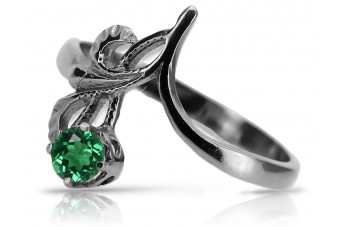 Vintage silver 925 Emerald ring vrc095s Vintage
