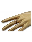 Pierścionek z różowego czerwonego złota srebrny pozłacany 925 z Rubinem vrc095rp Vintage