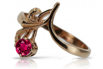 Ретро 14k розово златен пръстен с рубини vrc095 Vintage