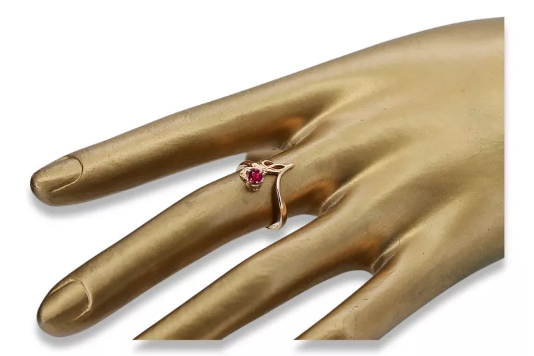 Ekskluzywny Rubinowy Pierścień Vintage z 14k Różowego Złota  vrc095