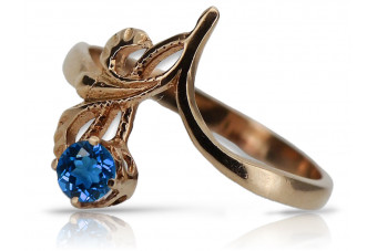 Ретро ръчно изработен сапфиров пръстен в 14k розово злато vrc095  Vintage