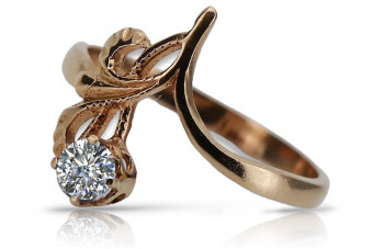 Stunning Zircon Adorned 14K Original Vintage Rose Gold Ring vrc095