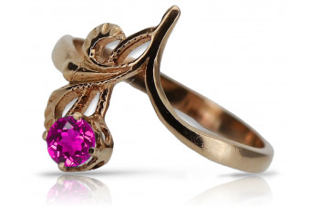 Ретро стил 14k розово златен пръстен с аметист. vrc095