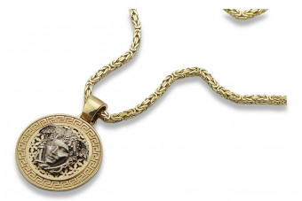 Griechischer Quallenanhänger aus 14 Karat Gold mit Kette cpn053ywS&cc014y