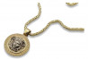 Medusa griega 14k colgante de oro con cadena cpn053ywS&cc014y
