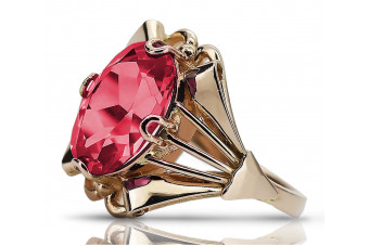 Рубиново кръгло пръстен от 14k розово злато в стил ретро vrc015 Vintage