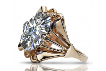 Винтажное розовое кольцо из 14k золота с цирконом 585 vrc015 Vintage