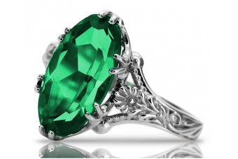 Vintage silver 925 Emerald ring vrc084s Vintage