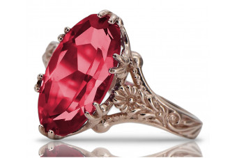 Оригинальное розовое золото 14к прекрасное рубиновое кольцо. vrc084
