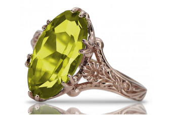 Yellow Peridot 14K Rose Gold Ring – Vintage Authentic Original  vrc084
