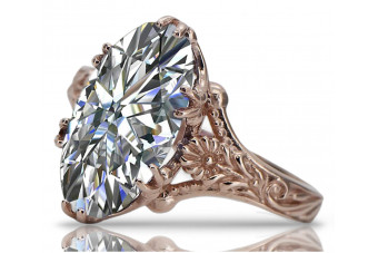Елегантен пръстен от 14k розово злато с циркон в ретро стил vrc084