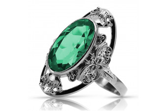 Vintage silver 925 Emerald ring vrc014s Vintage