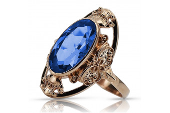 Vintage 925 Silver Rose Gold Plated Sapphire Ring vrc014rp Vintage