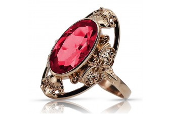 Vintage Original Ruby Encrusted 14K Rose Gold Ring vrc014