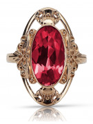 Oryginalny Rubinowy Pierścień w Stylu Vintage z 14k Różowego Złota vrc014