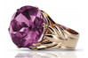 Russian Soviet 925 Silver Rose Gold Plated Amethyst Ring vrc029rp Vintage