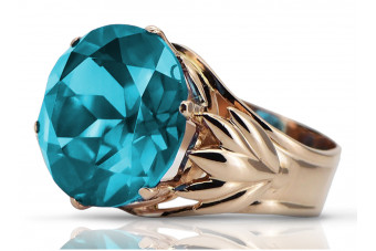 Stunning Vintage Aquamarine Ring in 14K Rose Gold vrc029