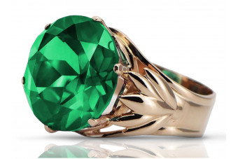 Exquisites 14 Karat Vintage-Roségold Ring mit Smaragd,  vrc029