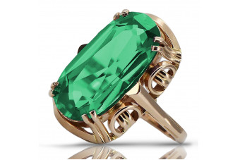 Vintage 925 Silver Rose Gold Plated Emerald Ring vrc038rp Vintage
