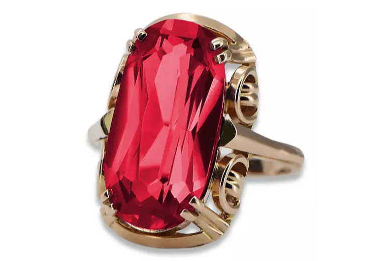 Oryginalny Rubinowy Pierścień Vintage w 14k Różowym Złocie vrc038