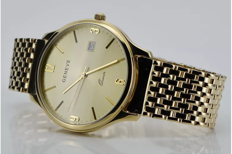 Gold men's watch Geneve ☆ zlotychlopak.pl ☆ Gold purity 585 333