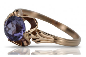 Klassischer Alexandrit Ring in 14k Roségold, Vintage-Stil . vrc023