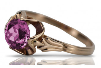 "Аметистовий перстень у вінтажному рожевому золоті 14 карат vrc023" Vintage