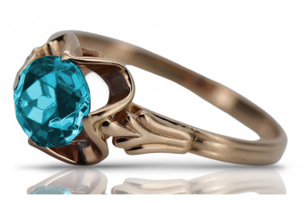 14K Rose Gold Authentic Vintage Aquamarine Ring, Timeless Beauty vrc023