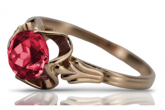 Encantador anillo de Rubí en Oro Rosa antiguo 14k 585 vrc023 Vintage