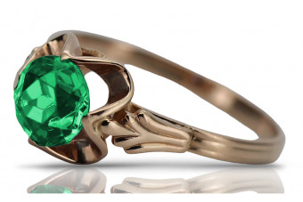 Klassischer Smaragd Ring aus 14 Karat Vintage-Roségold, Originales Design,  vrc023