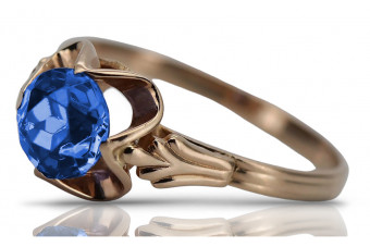 Оригинален пръстен със Сапфир, изработен от 14k розово злато в Ретро стил vrc023