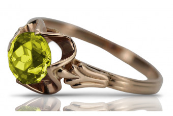 Изискан юбилеен пръстен от 14к розово злато с жълт перидот vrc025. Vintage