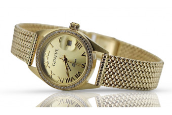 Yellow 14k 585 gold lady wristwatch Geneve watch lw078ydg&lbw003y